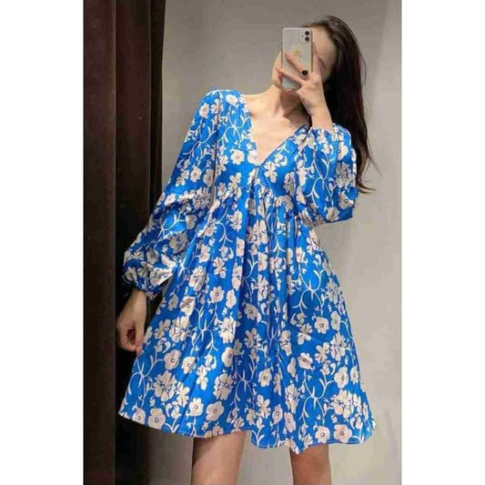 Blue Women Fit and Flare Dress