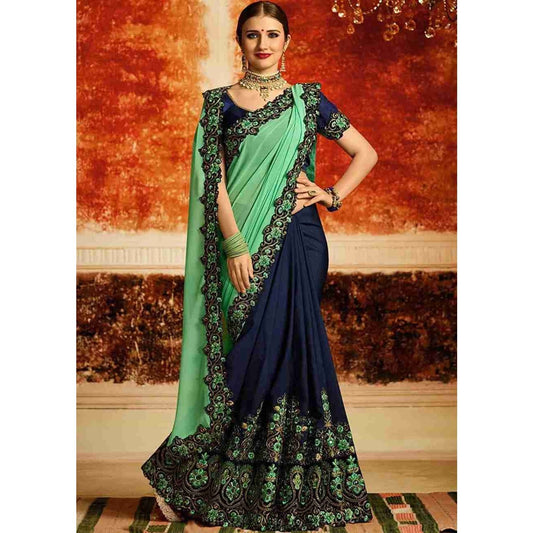 SHAFNUFAB Women's Georgette Saree With Blouse Piece