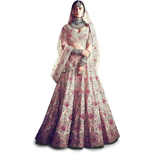 Zeel Clothing Women's Silk Semi stitched Lehenga Choli (Pink)